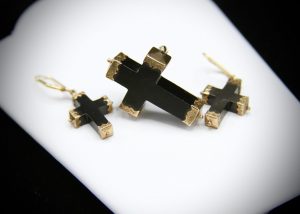 Black crosses with gold trim