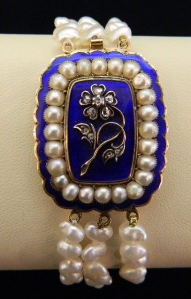 blue enamel pearl bracelet