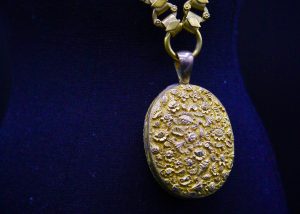 A large gold medallion
