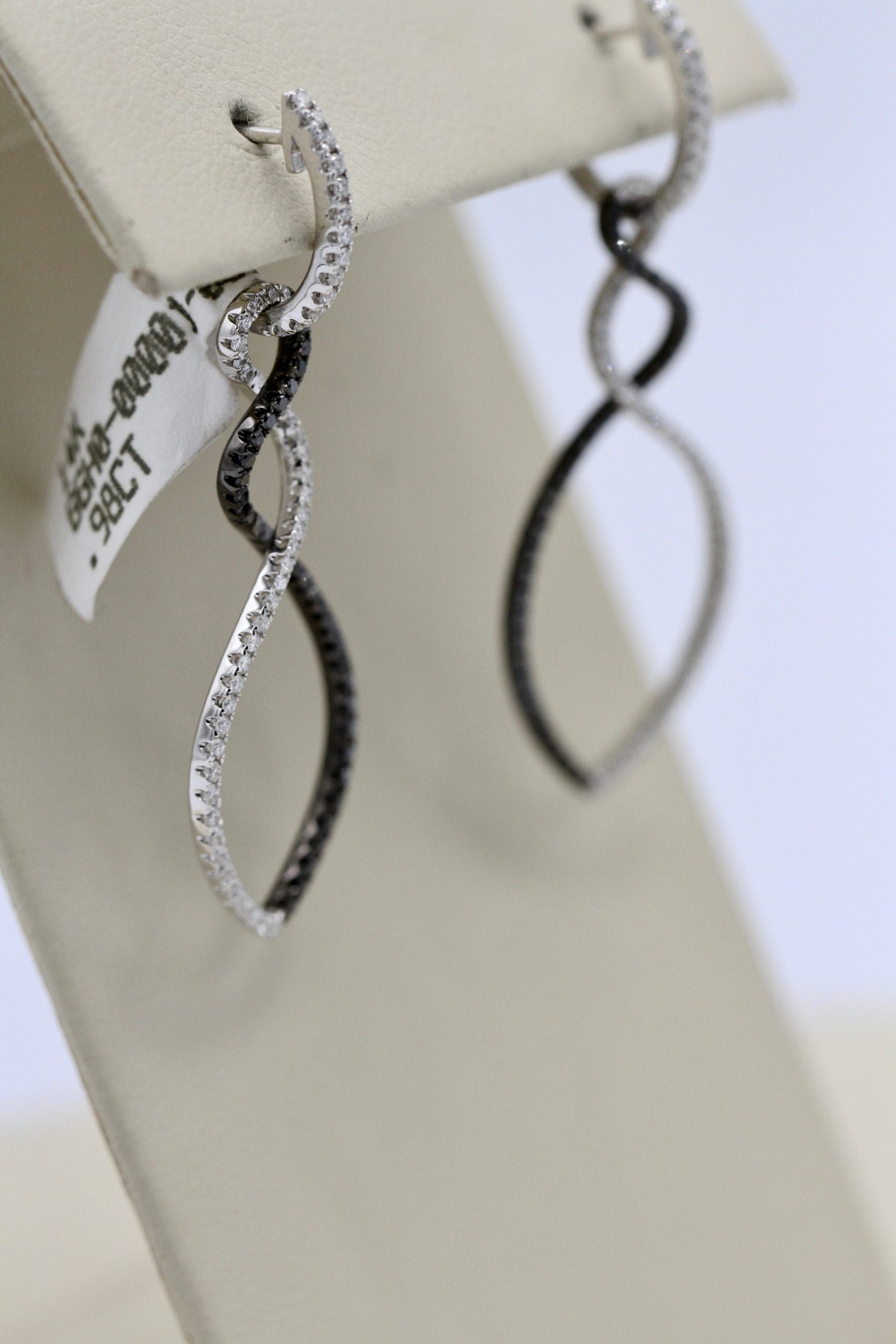 Silver and black diamond earrings