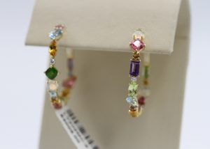 A set of multi gemstone earrings