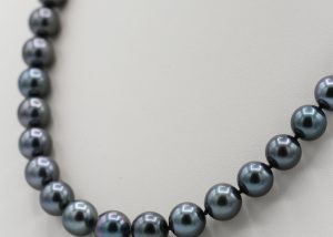 A black pearl necklace for sale at Sunset Hill Jewelers in West Chester, PA